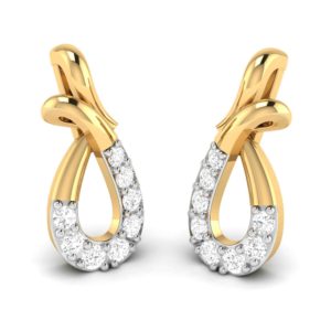 Elegant Small Diamond Stud Earrings 14k Yellow Gold and Rose Gold