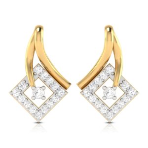 Square Designer Diamond Stud Earrings