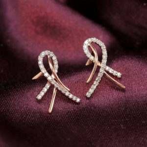 Knot Diamond Stud Earrings 14k Yellow Gold