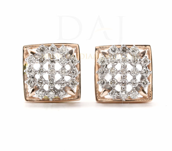 0.51 Ct Yellow Gold Excellent Cut Natural Diamonds Earrings