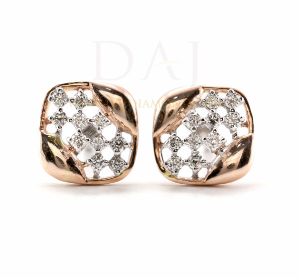 0.25 Ct Yellow Gold Excellent Cut Natural Diamonds Earrings