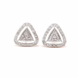 0.54 Ct Yellow Gold Excellent Cut Diamonds Trinity Shaped Earrings