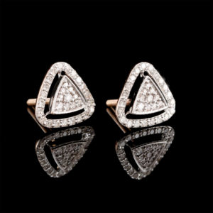 0.54 ct Yellow Gold Excellent Cut Diamonds Trinity Shaped Earrings