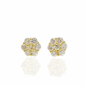 0.32 Ct Yellow Gold Round Brilliant Cut Stud Diamonds Earrings