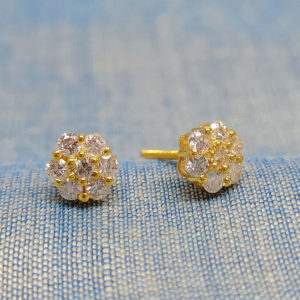 0.32 ct Yellow Gold Round Brilliant Cut Stud Diamonds Earrings