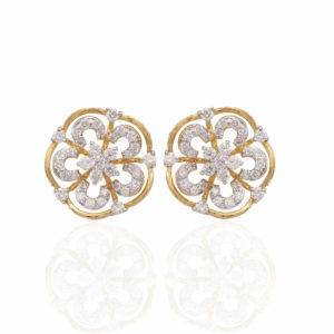 0.70 Ct Yellow Gold Excellent Cut Diamonds Earrings