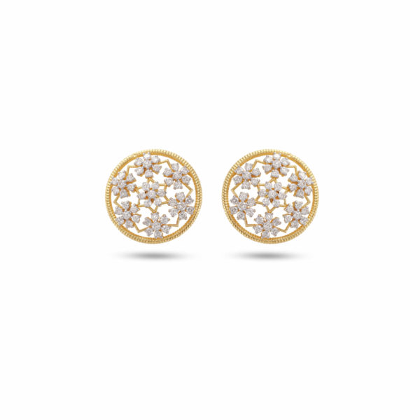 0.54 Ct Yellow Gold Excellent Cut Diamonds Star Shaped Earrings