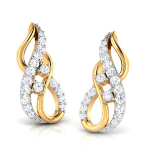 Infinity Sign Diamond Earring 14k Yellow Gold