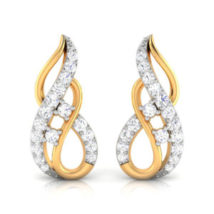 Infinity Sign Diamond Earring 14k Yellow Gold