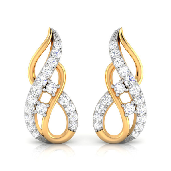 Infinity Sign Diamond Earring 14k Yellow Gold