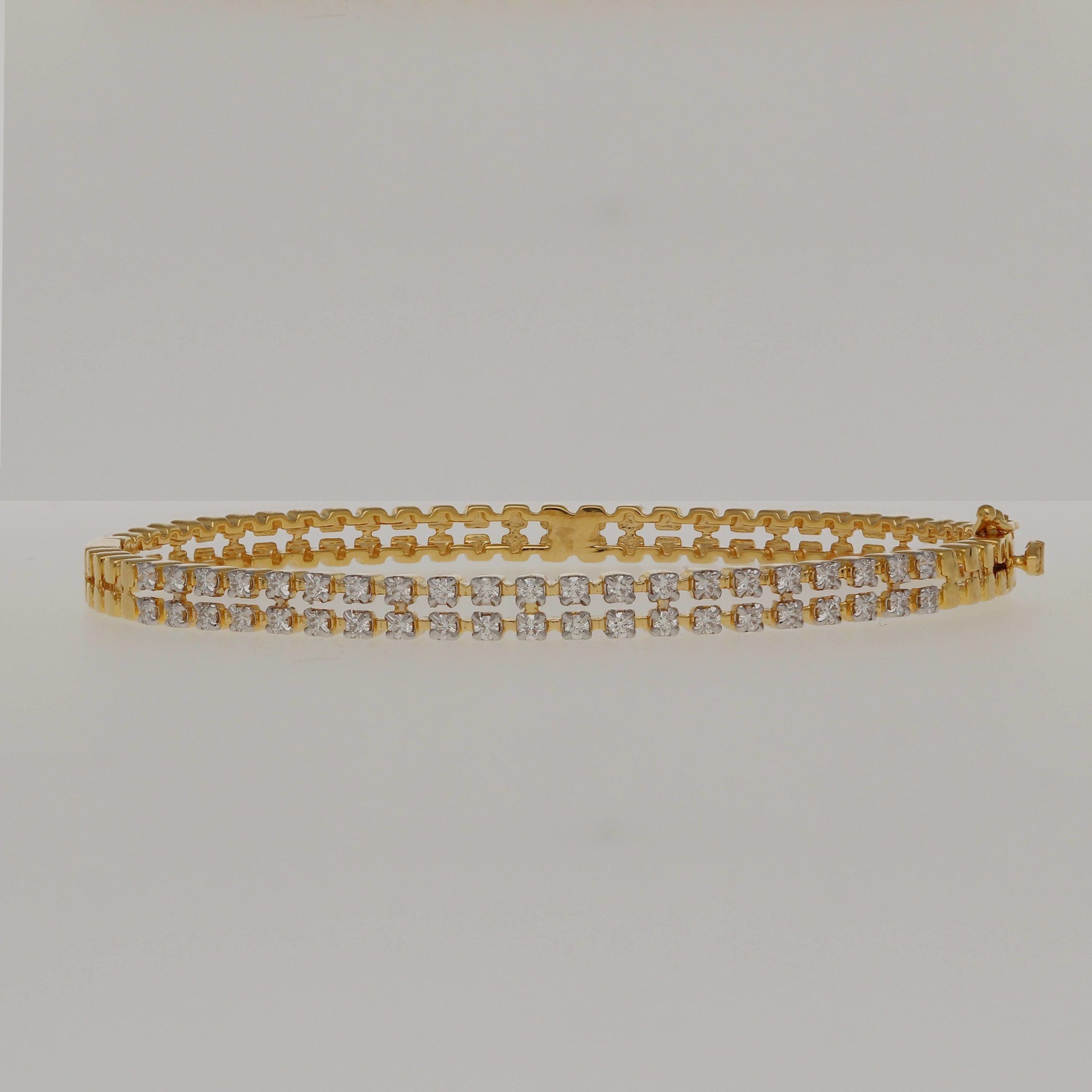 Two Line FG VVS Diamond 18K Gold Bracelet