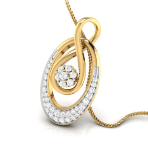 Halo Oval Designer Pendant 14K Yellow Gold