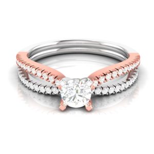 14K White And Rose Gold Solitaire Diamond Engagement Ring