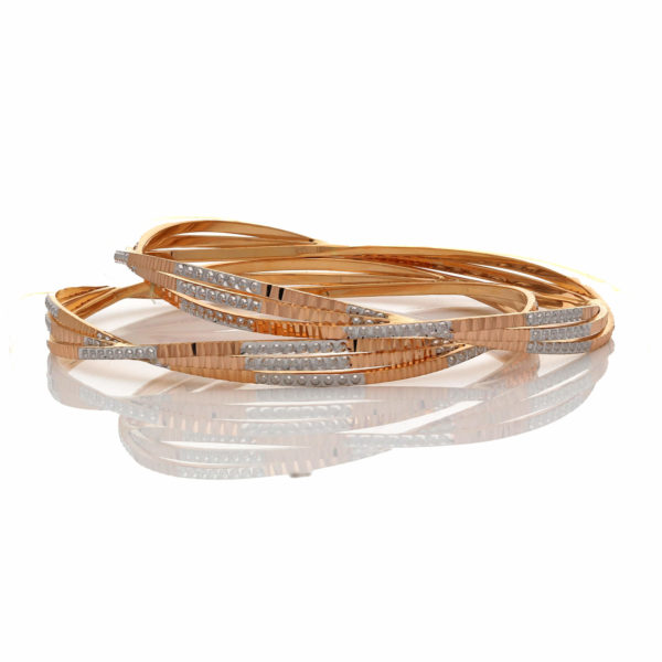 22K Yellow Gold Tri Custom-Made Elegant Twisted Bangles