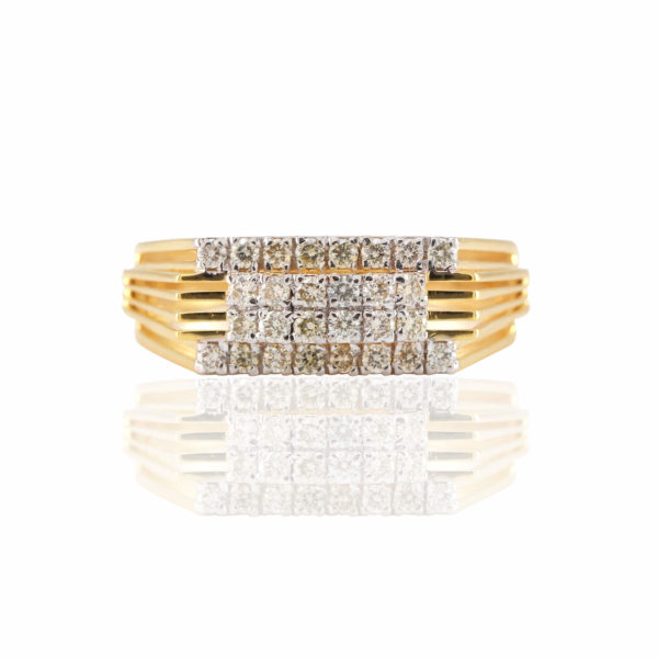 0.56 CT Stylish 4-Line 14K Yellow Gold Men’s Diamond Ring