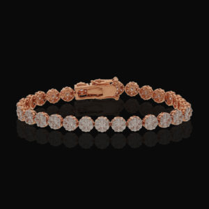 4.28 Ct Diamond Cluster Tennis Link Bracelet 18k Gold