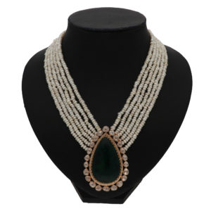 Massonite And Emerald Pearl Masterpiece Necklace