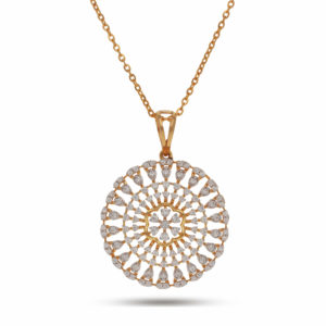 18K Yellow Gold Intricate Floral Pendant With Diamond (1.05 CT)