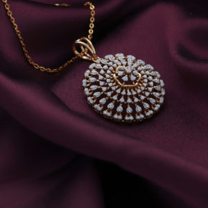18K Yellow Gold Intricate Floral Pendant with Diamond (1.05 CT)