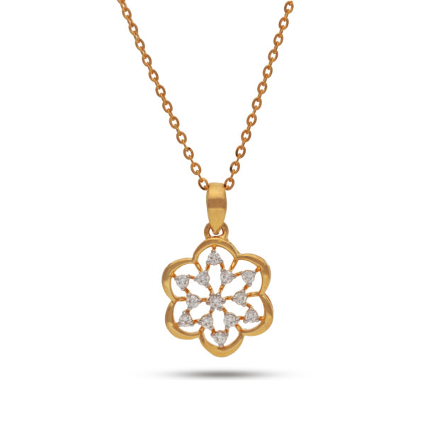 18K Yellow Gold Eternal Flower Pendant With Diamonds (0.3 CT)