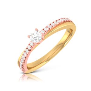 14K Yellow Gold With Attractive Round Cut Diamonds Engagement Ring