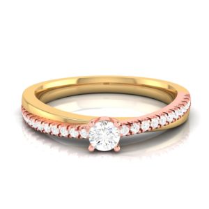 14K Yellow Gold With Attractive Round Cut Diamonds Engagement Ring