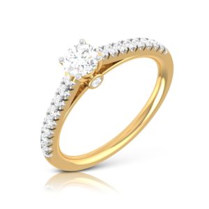 14K Yellow Gold Diamond (0.28 CT) Band Engagement Ring
