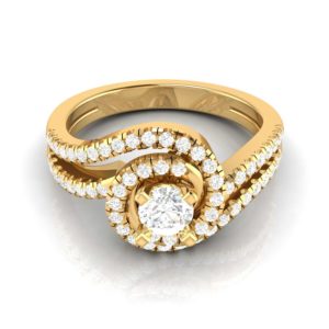 14K Rose Gold and Yellow Gold Stylish Crown Natural Diamond Band for Women