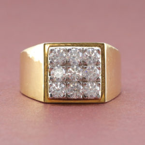 14K Yellow Gold Simple and Classic Diamonds (1.80 CT) Ring For Men