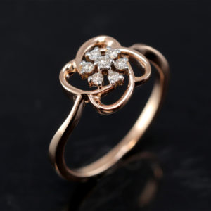 14K Rose Gold Simple Floral Diamond (0.11 CT) Ring