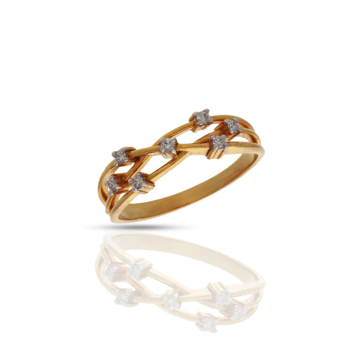 18K Yellow Gold Intertwined Diamond (0.10 CT) Ring