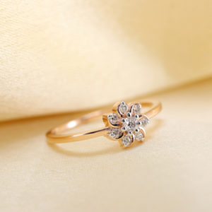 14K Rose Gold Seven Star Engagement Diamond Ring