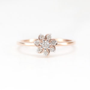 14K Rose Gold Seven Star Engagement Diamond Ring