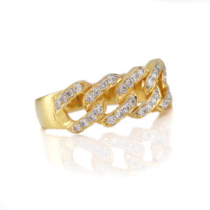 14K Yellow Gold Inter Twist Diamond Wedding Band