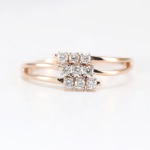 14K Rose Gold Double Line Diamond Engagement Ring