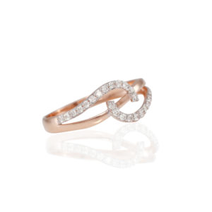 14K Rose Gold Ring - Free Flow Design With Diamonds (0.25 CT)