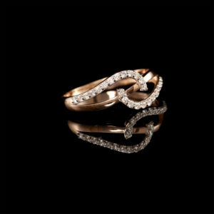 14K Rose Gold Ring – Free Flow Design With Diamonds (0.25 CT)