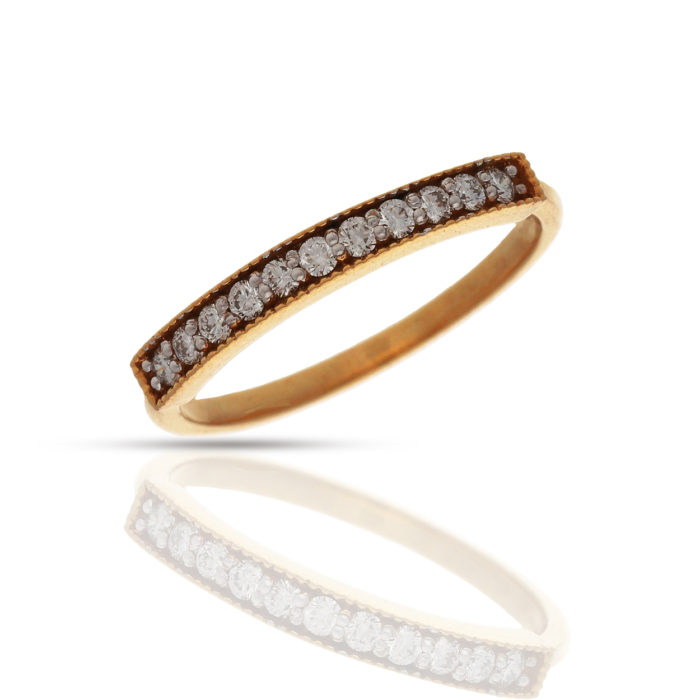 Delectable 18K Yellow Gold Natural Diamond(0.20 CT) Finger Ring