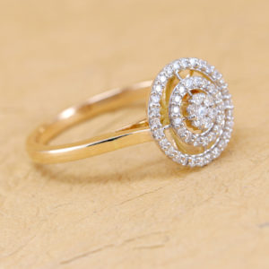 14K Yellow Gold Round Diamonds Halo Engagement Ring