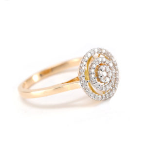 14K Yellow Gold Round Diamonds Halo Engagement Ring