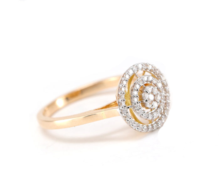 14K Yellow Gold Round Diamonds Halo Engagement Ring