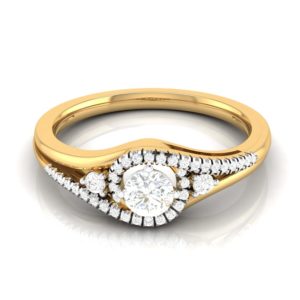 18K Yellow Gold Swiral Natural Diamonds (0.38 CT) Ring