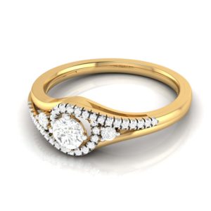 18K Yellow Gold Swiral Natural Diamonds (0.38 CT) Ring