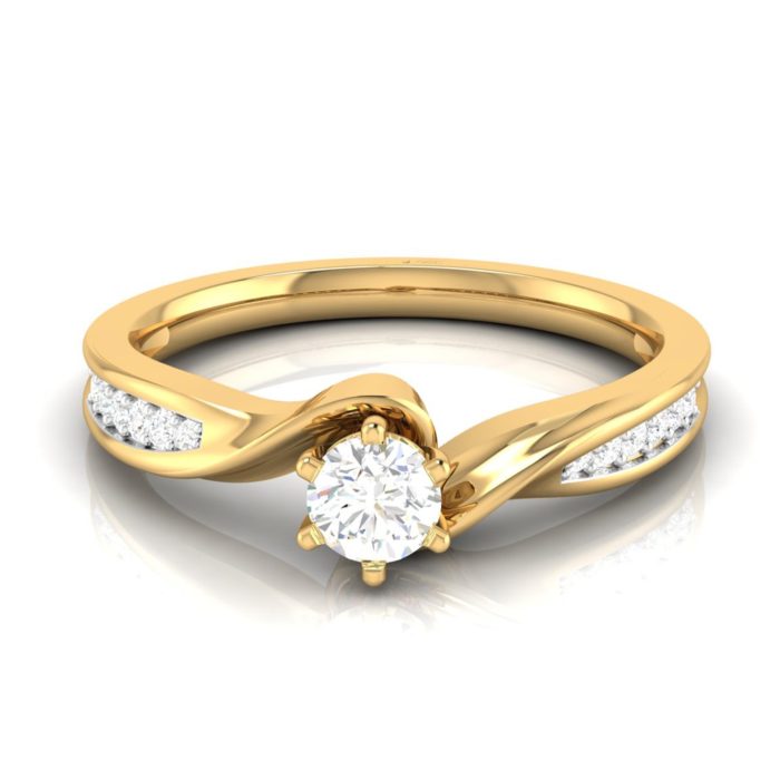 18K Yellow Gold Single Line Crown Diamond (0.65 CT) Ring