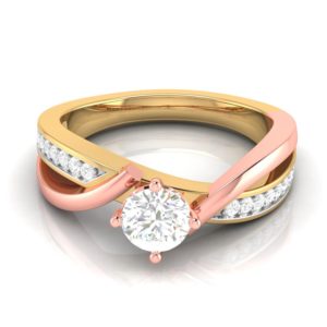 18K Double Tone Gold Twisted Natural Diamond (0.60 CT) Ring