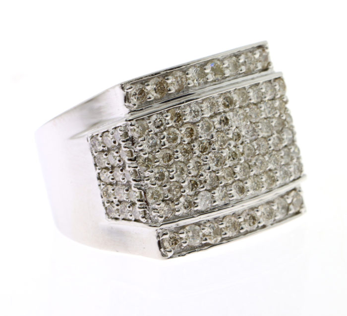Luxury Men's Fashion Starling Silver Natural Diamond (2.70 CT) Ring