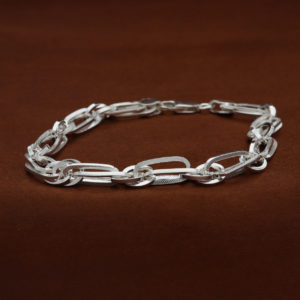 925 Sterling Silver Double link Chain Bracelet Rakhi For Brother