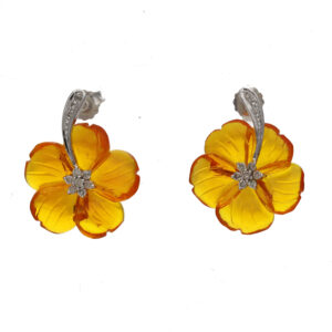 yellow floral silver earring