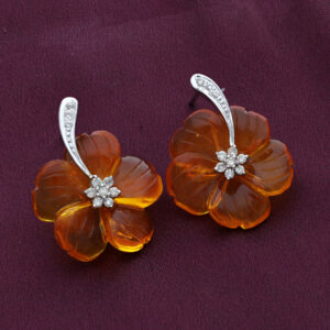 silver floral earring
