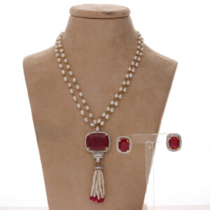 Ruby Diamond Necklace with pearl N-13